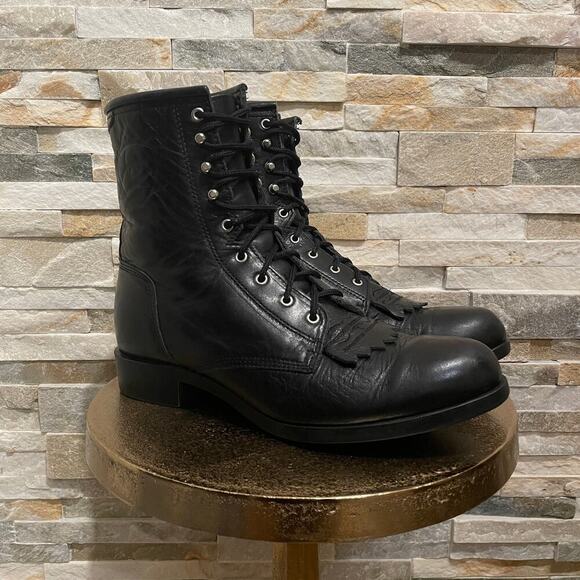Ariat A2 Competitor M8, W10 Boots | NWOT Black Lace-Up Leather, ATS Riding Work - Picture 1 of 10